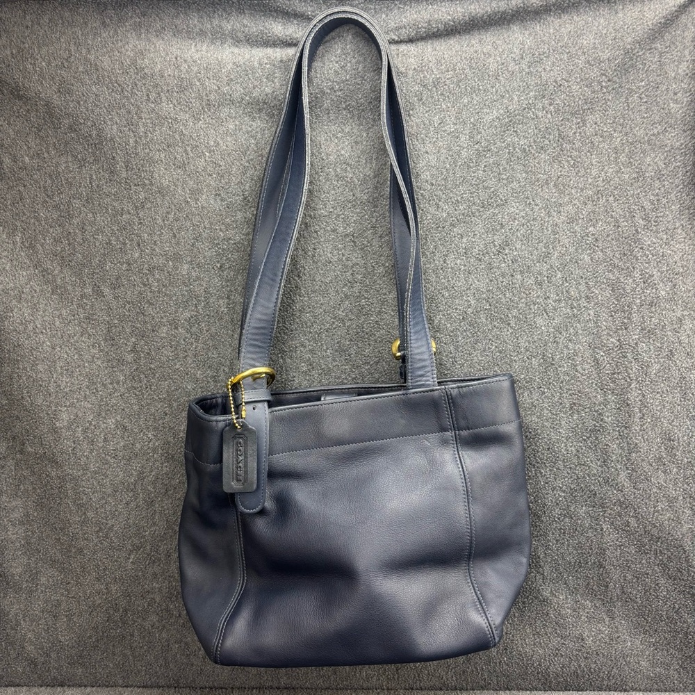 Coach Waverly Soho Leather Shoulder Bag 4157 Navy Blue Buckle